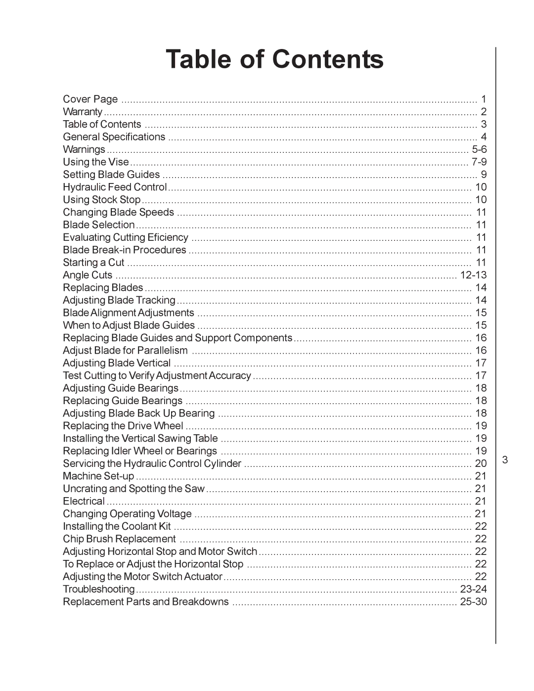 Jet Tools J-3410-2 operating instructions Table of Contents 