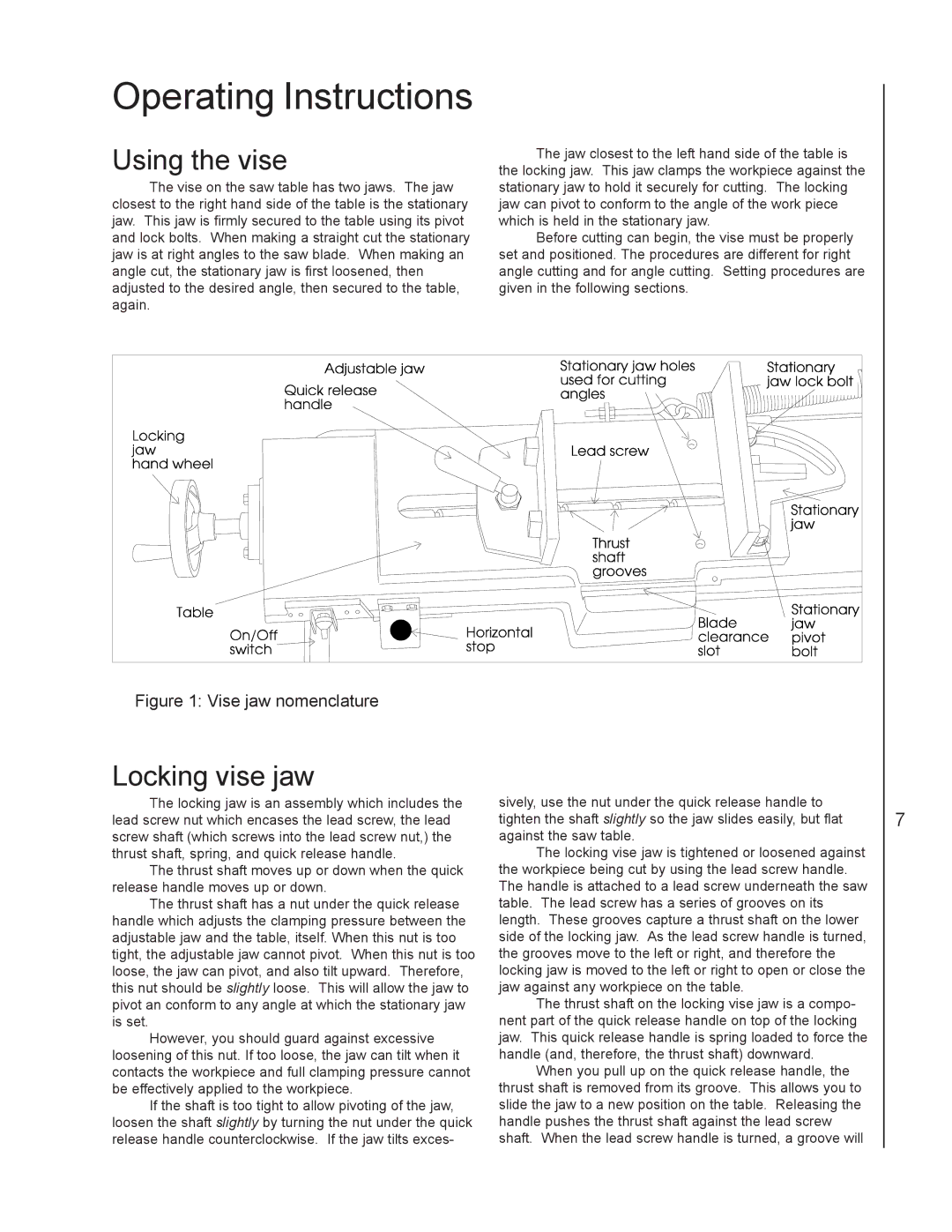 Jet Tools J-3410-2 operating instructions Using the vise, Locking vise jaw 