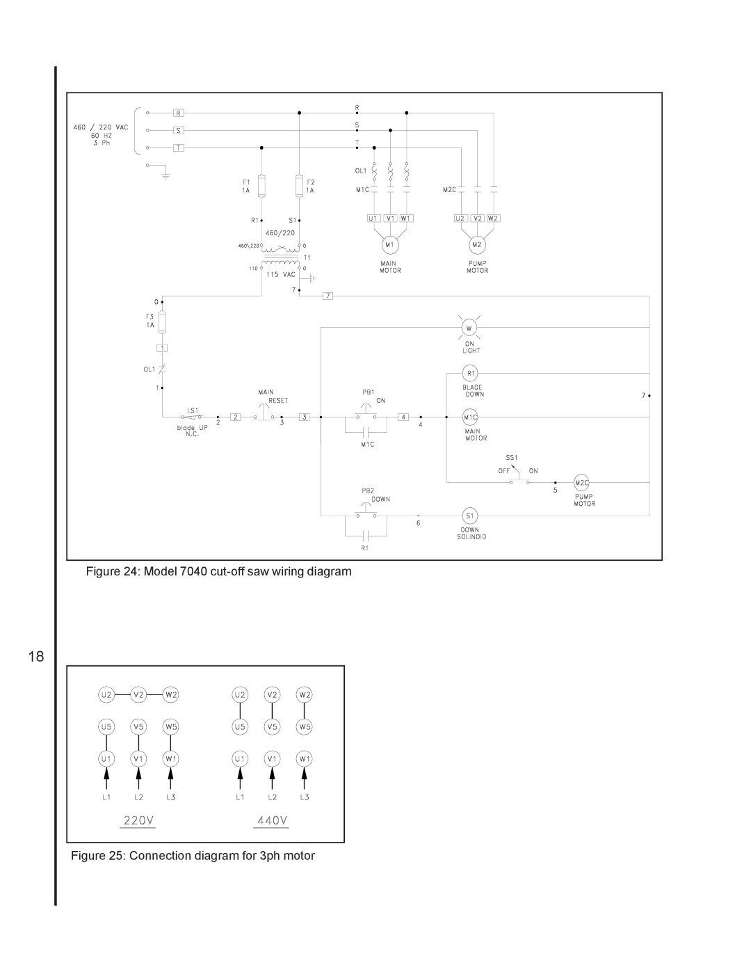 Jet Tools J-7020, J-7040 operating instructions Model 7040 cut-off saw wiring diagram 