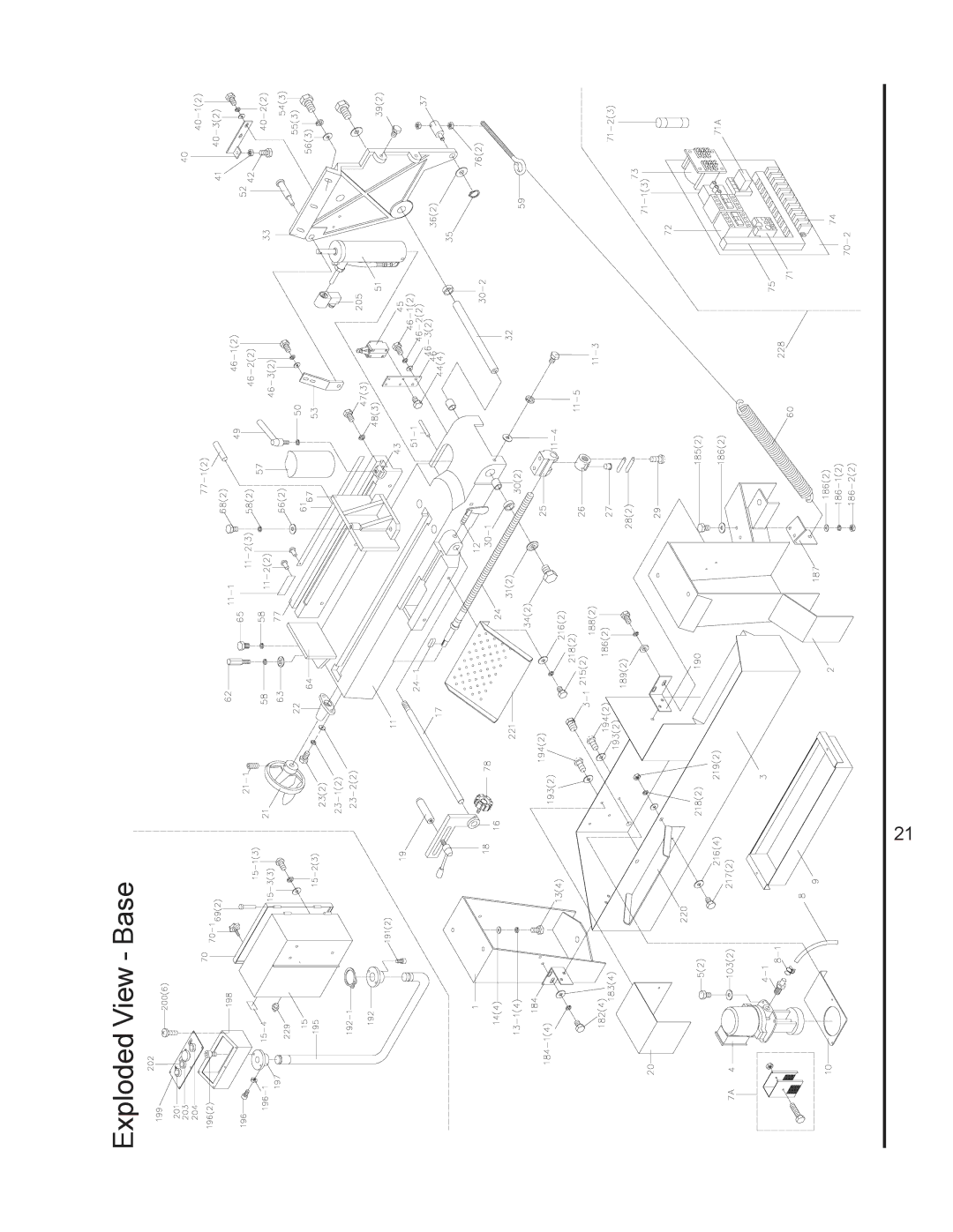 Jet Tools J-7040, J-7020 operating instructions Exploded View Base 