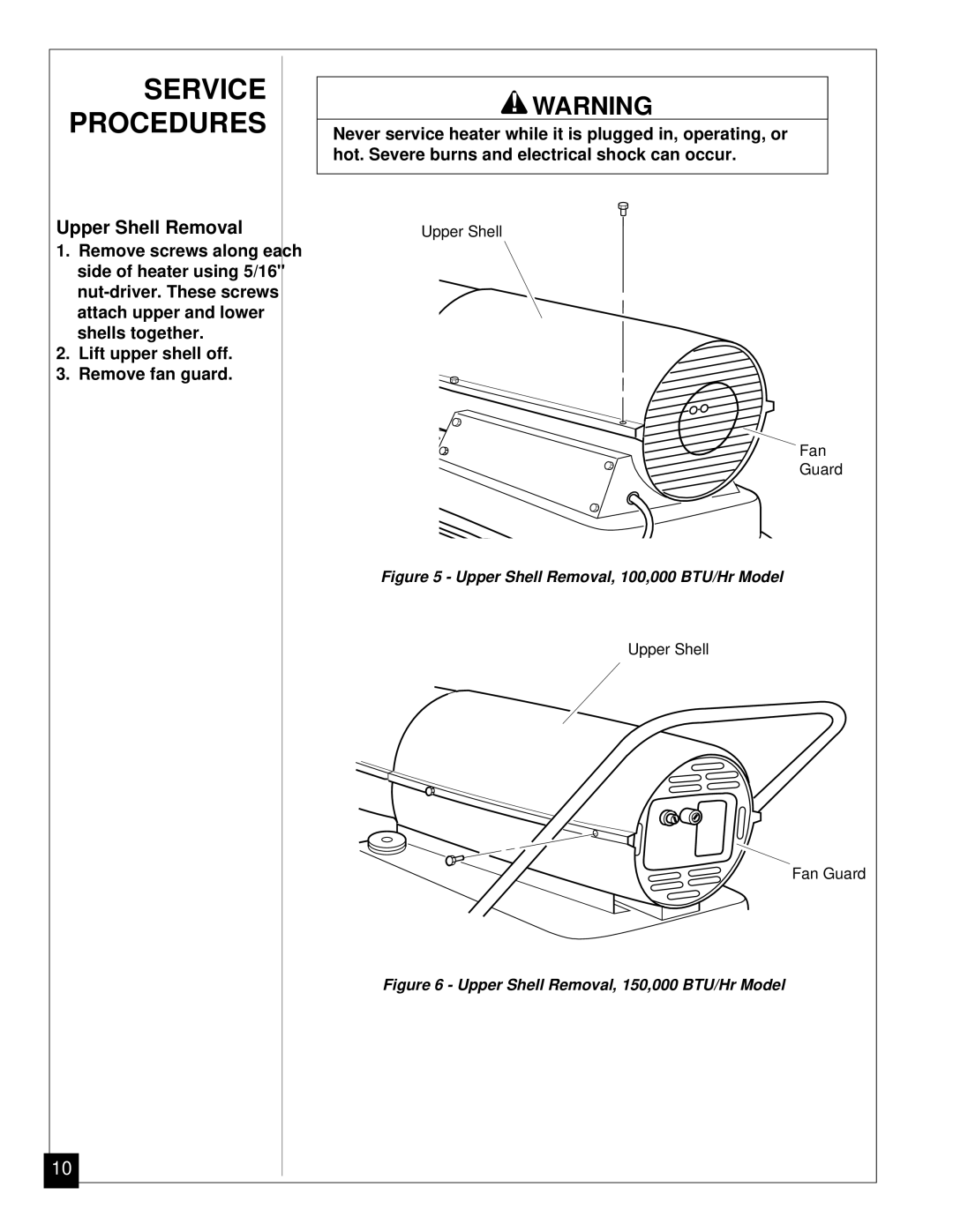 Jet Tools J100ECA, J150ECA owner manual Service Procedures, Upper Shell Removal 