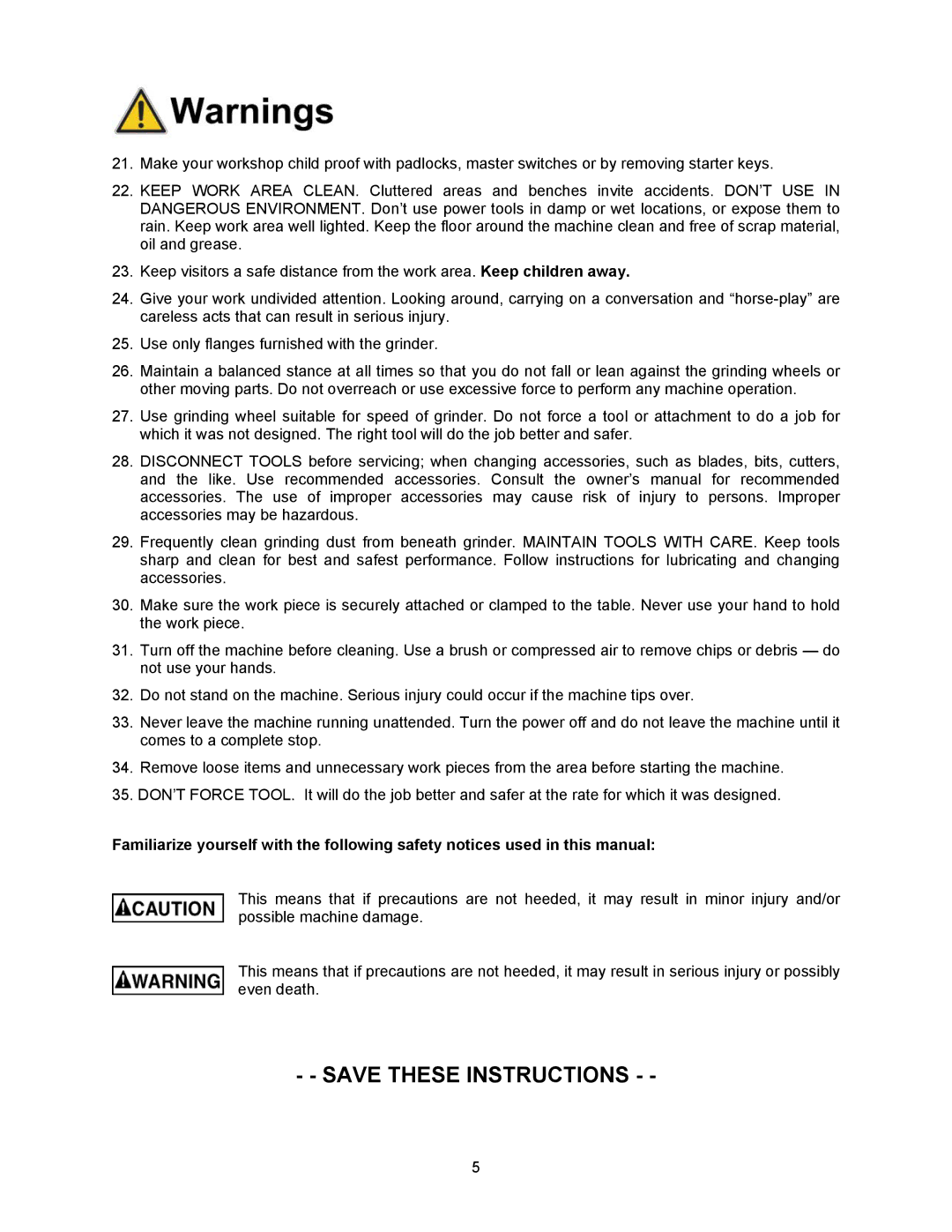 Jet Tools JBG-6A operating instructions 