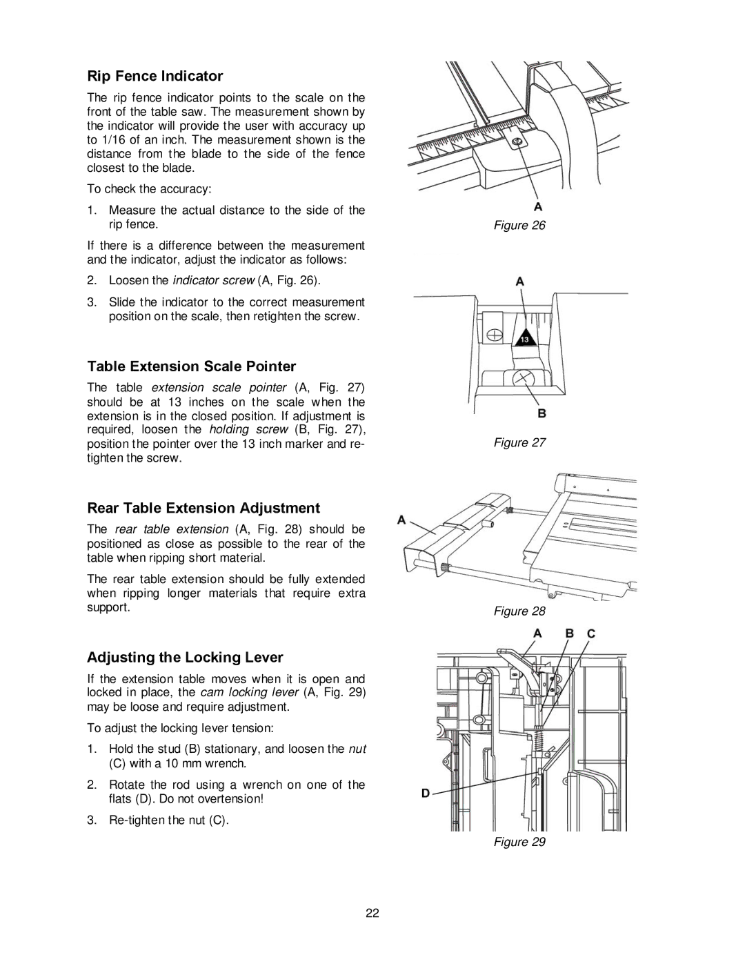 Jet Tools JBTS-10MJS Rip Fence Indicator, Table Extension Scale Pointer, Rear Table Extension Adjustment 