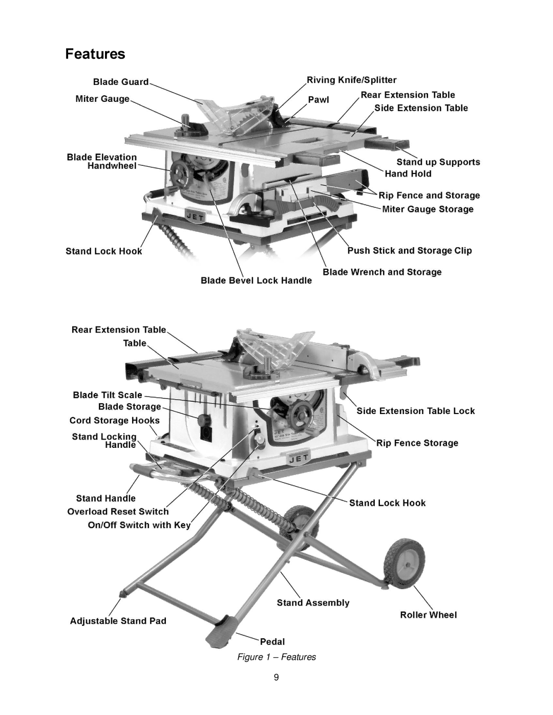 Jet Tools JBTS-10MJS operating instructions Features 