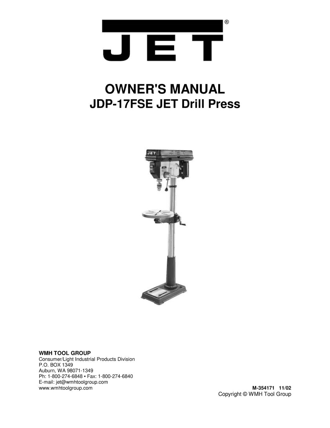 Jet Tools owner manual JDP-17FSE JET Drill Press 