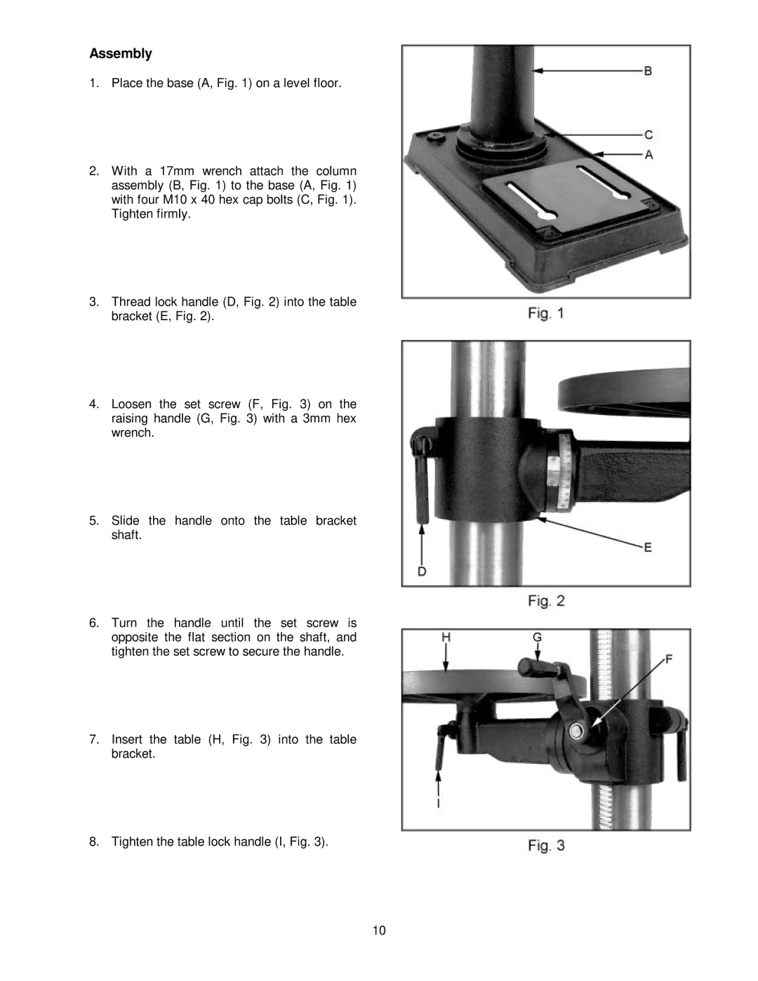 Jet Tools JDP-17FSE owner manual Assembly 