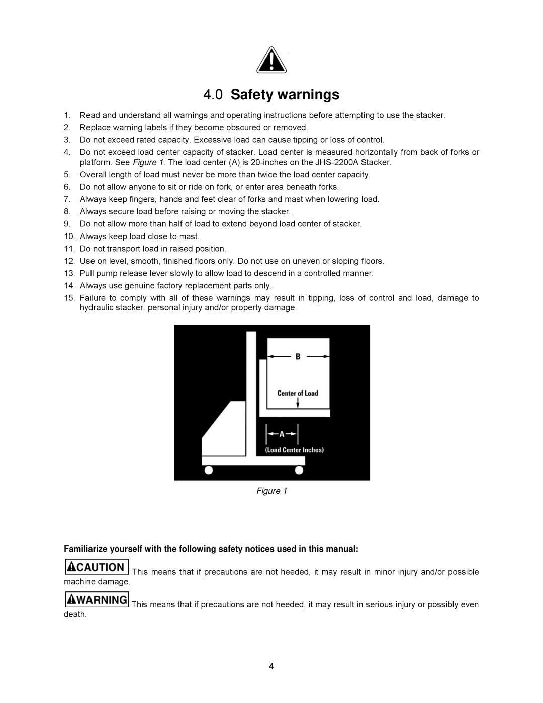 Jet Tools JHS-2200A operating instructions Safety warnings 