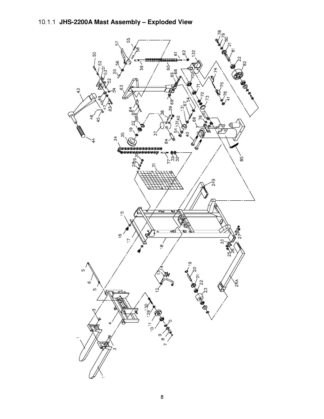 Jet Tools operating instructions JHS-2200A Mast Assembly Exploded View 