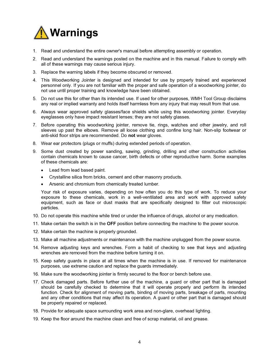 Jet Tools JJ-6CSX, JJ-6CSDX operating instructions 