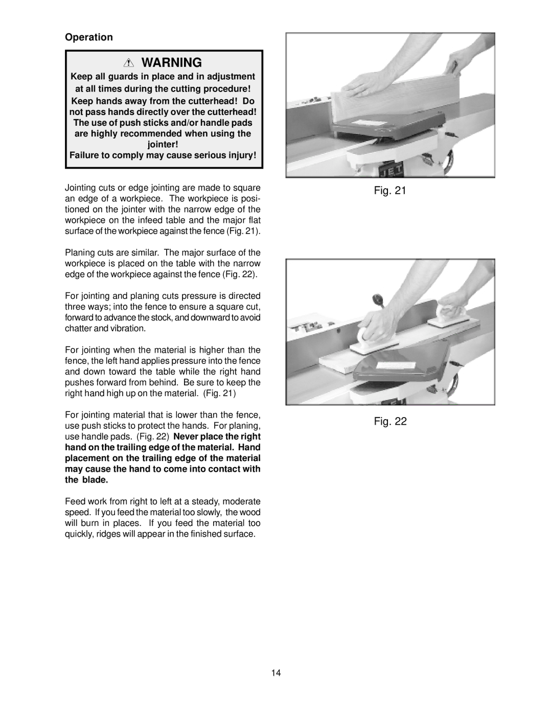 Jet Tools JJ-8CS owner manual Operation 