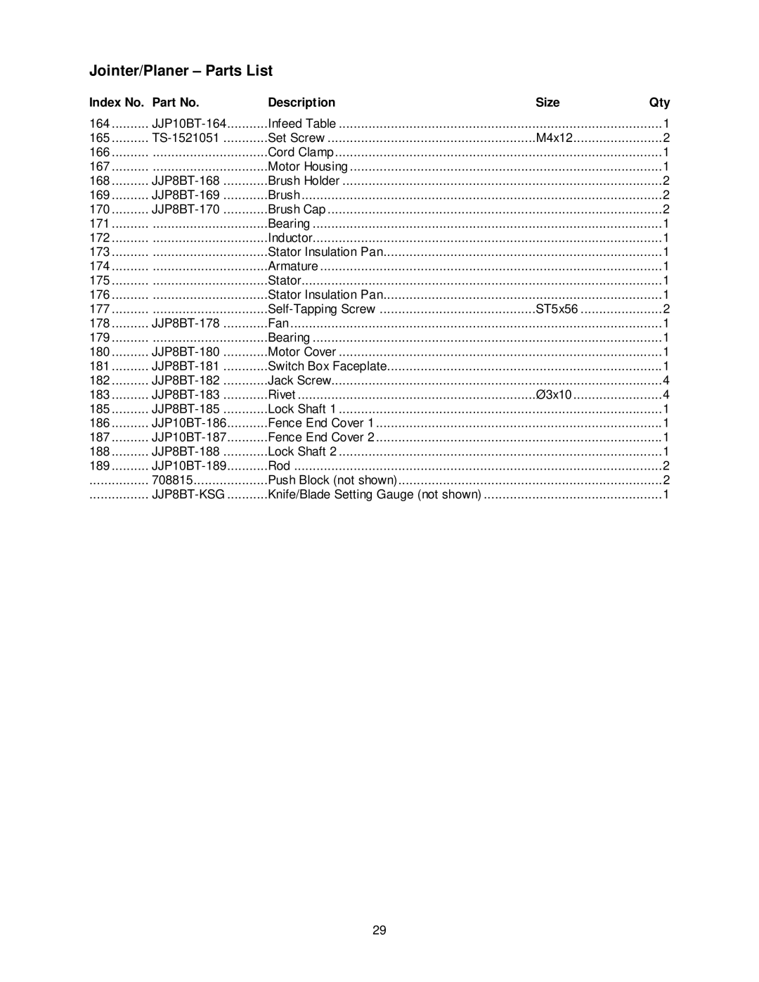 Jet Tools JJP-10BTOS operating instructions JJP8BT-KSG 