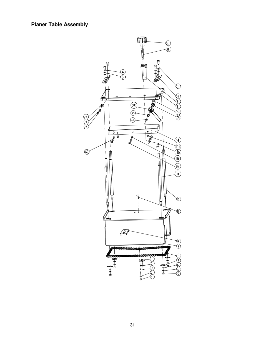 Jet Tools JJP-10BTOS operating instructions Planer Table Assembly 