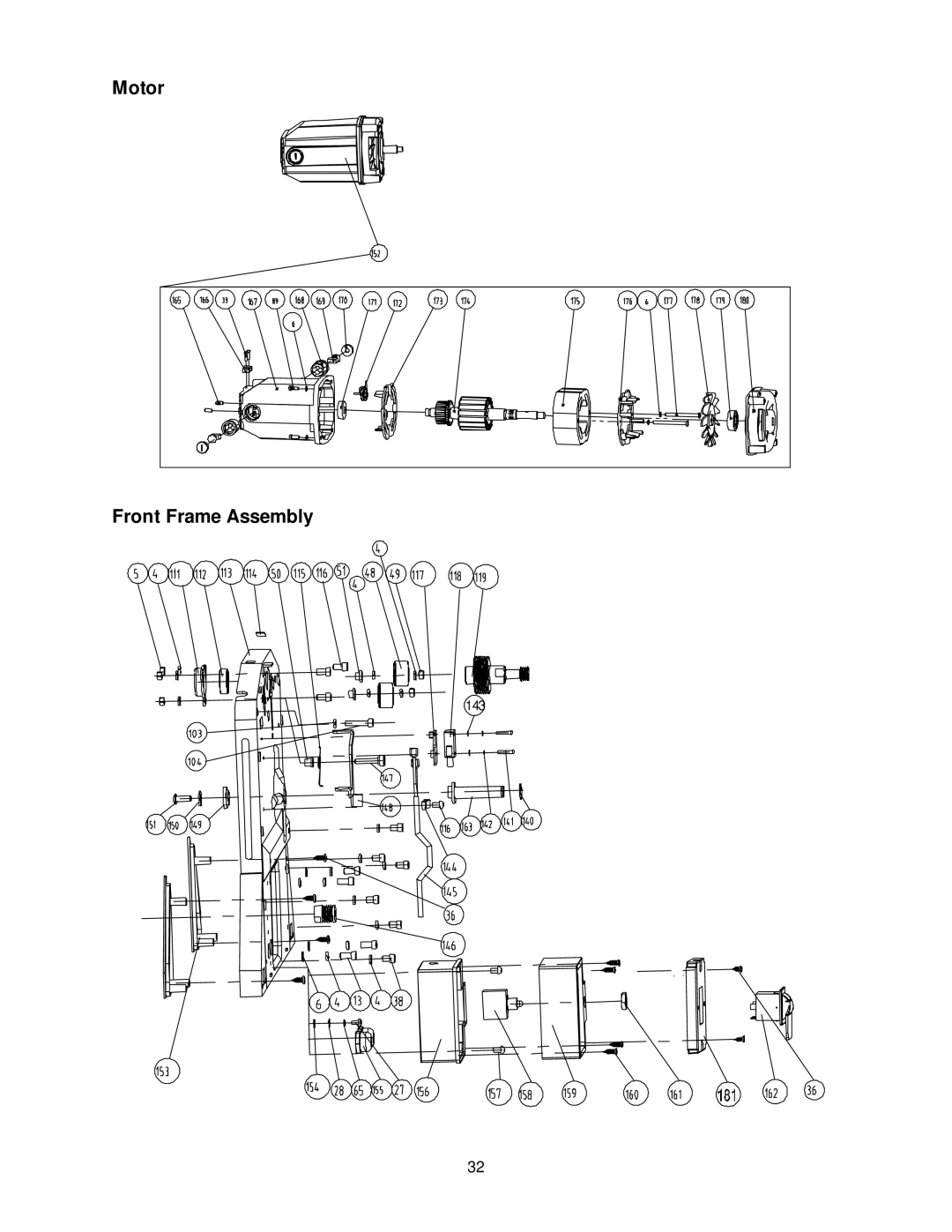 Jet Tools JJP-10BTOS operating instructions Motor Front Frame Assembly 