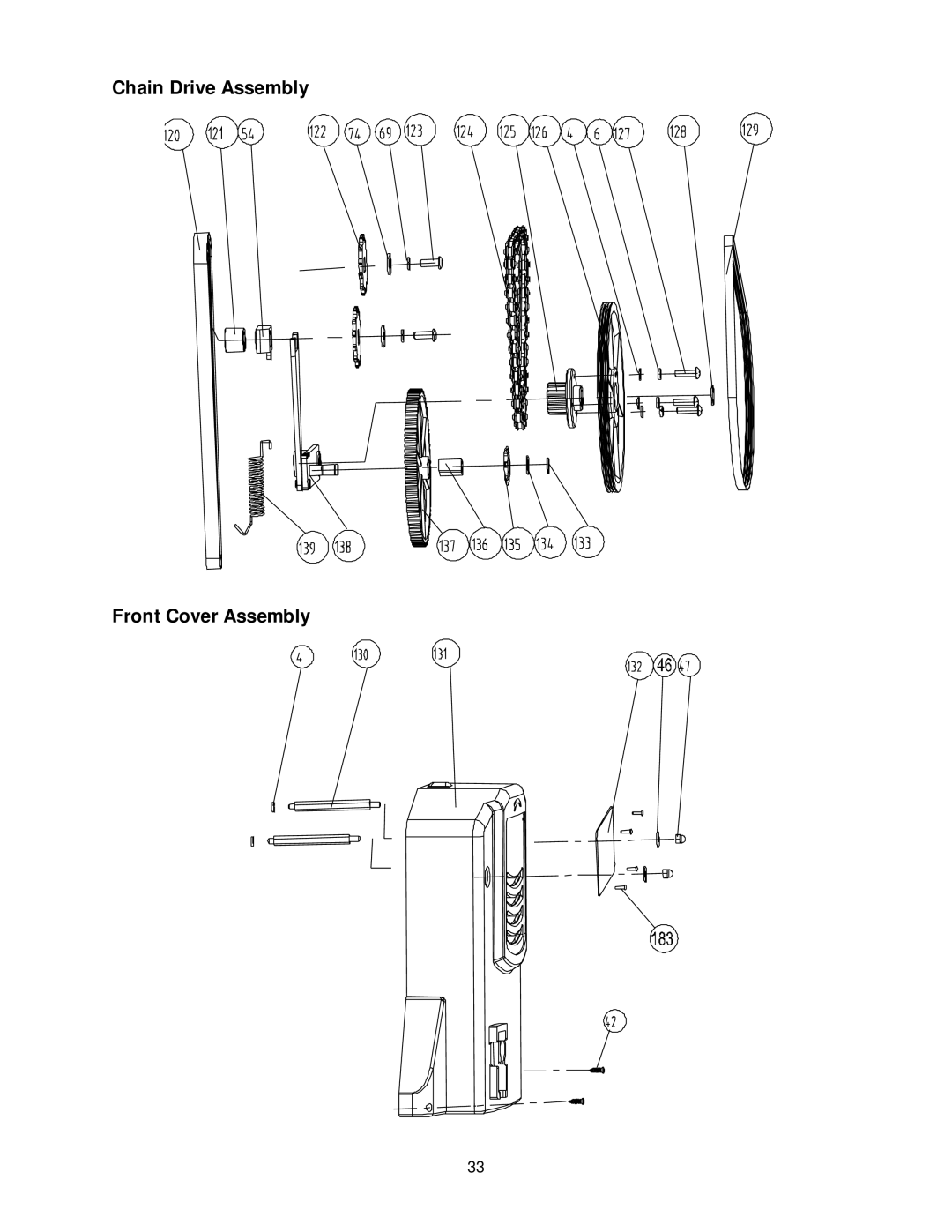 Jet Tools JJP-10BTOS operating instructions Chain Drive Assembly Front Cover Assembly 