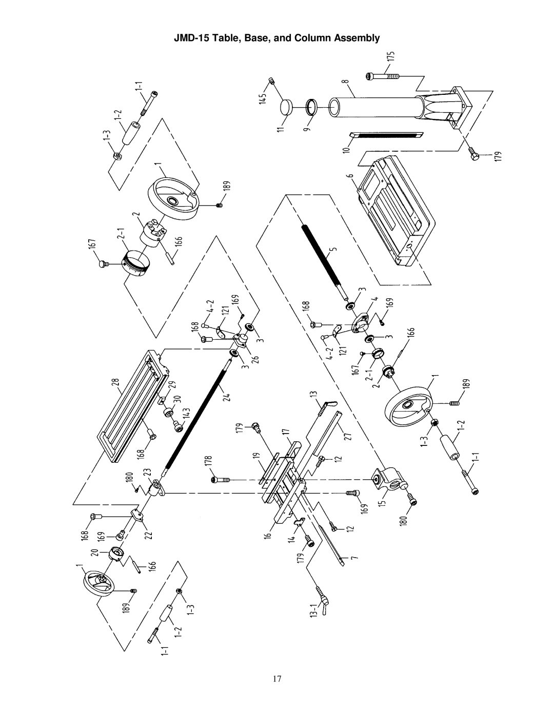 Jet Tools owner manual JMD-15 Table, Base, and Column Assembly 