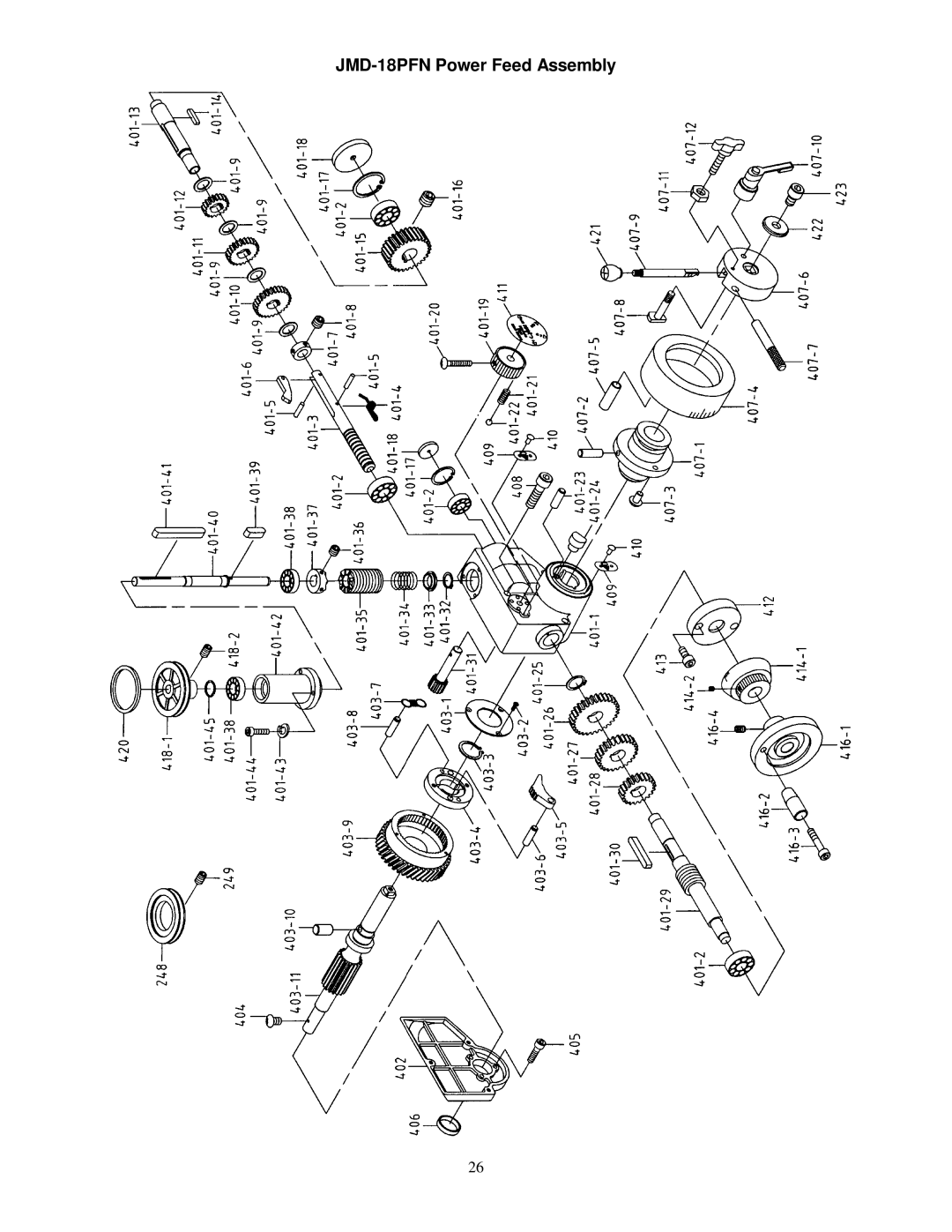 Jet Tools JMD-15 owner manual JMD-18PFN Power Feed Assembly 