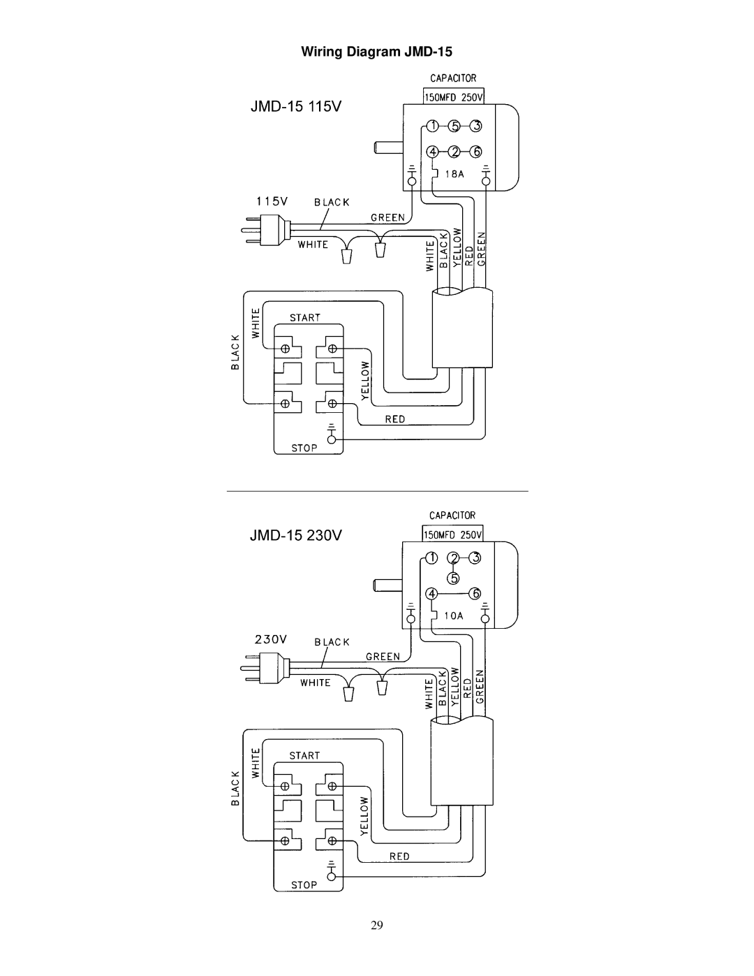 Jet Tools owner manual Wiring Diagram JMD-15 