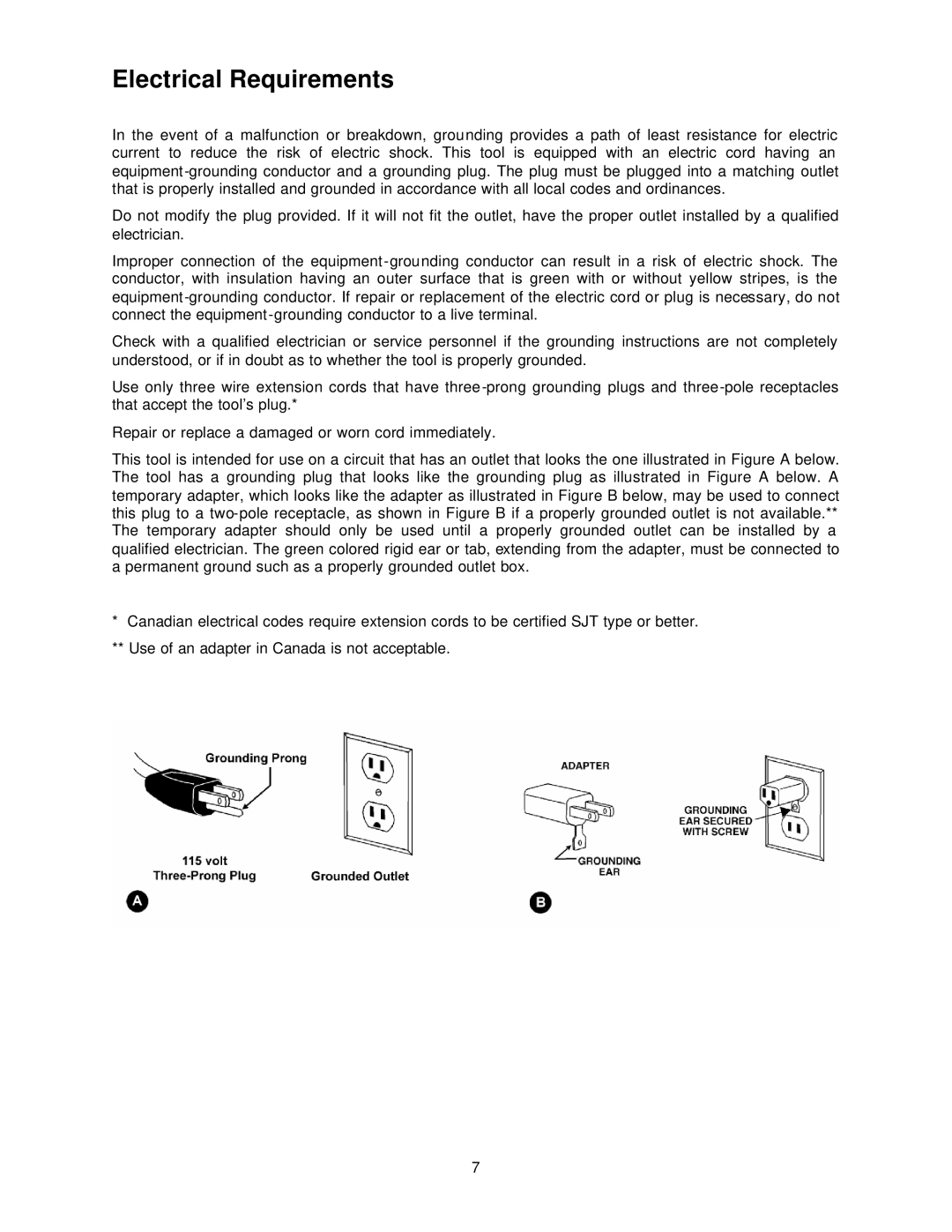 Jet Tools JWL-1220, JML-1014I operating instructions Electrical Requirements 