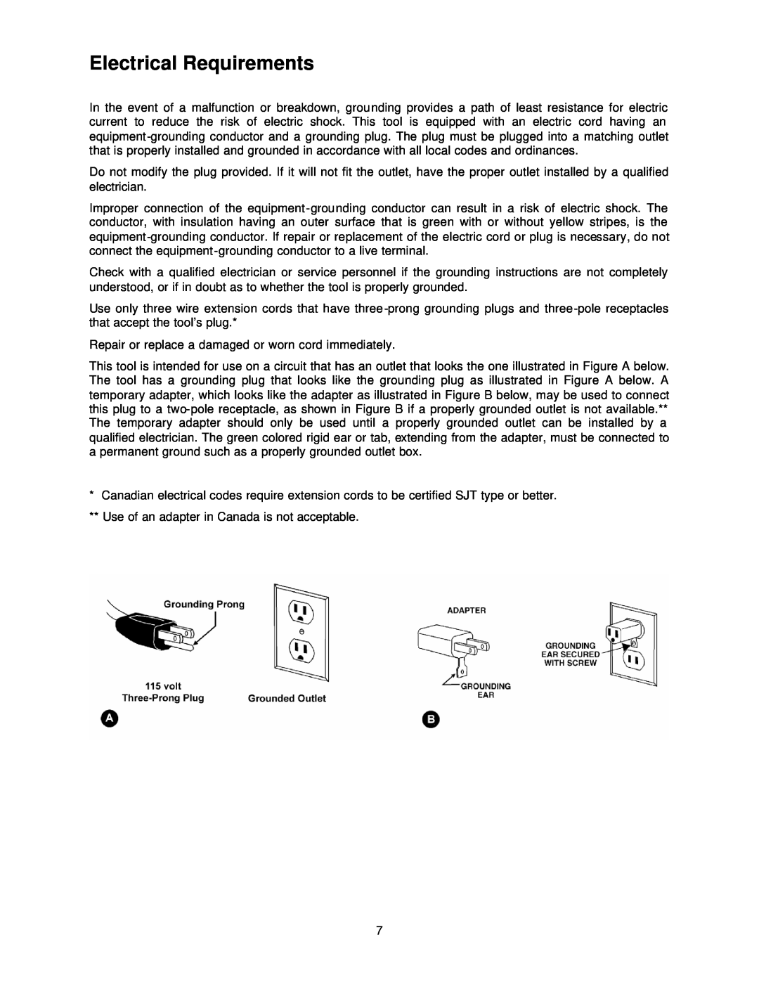 Jet Tools JWL-1220, JML-1014I operating instructions Electrical Requirements 