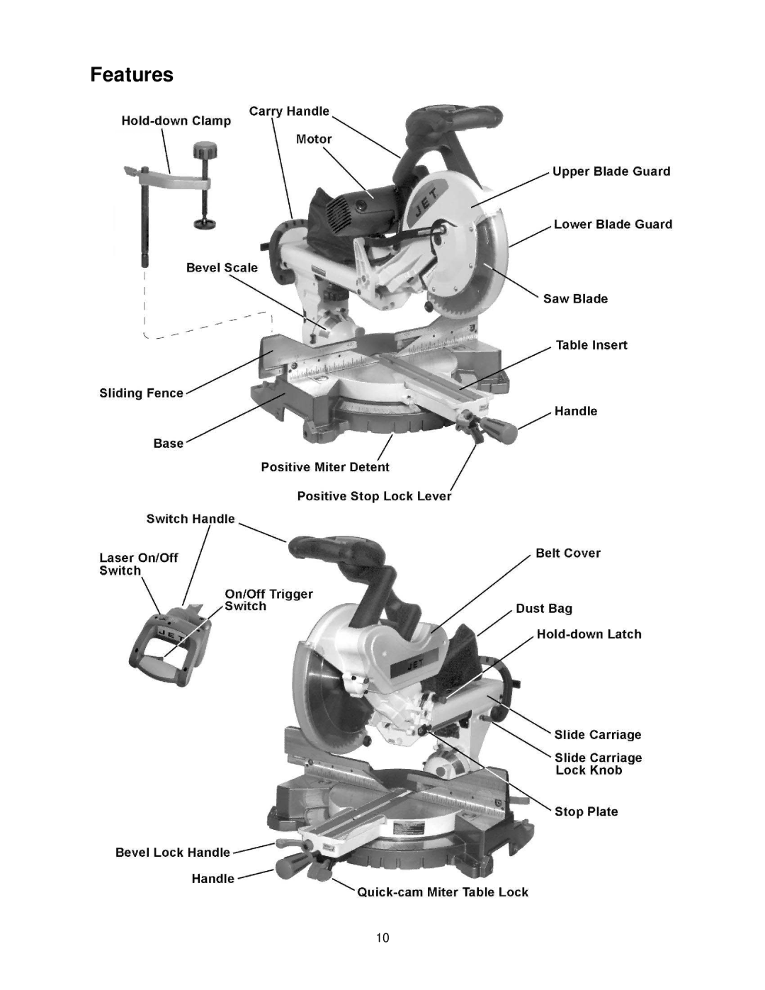 Jet Tools JMS-12SCMS manual Features 