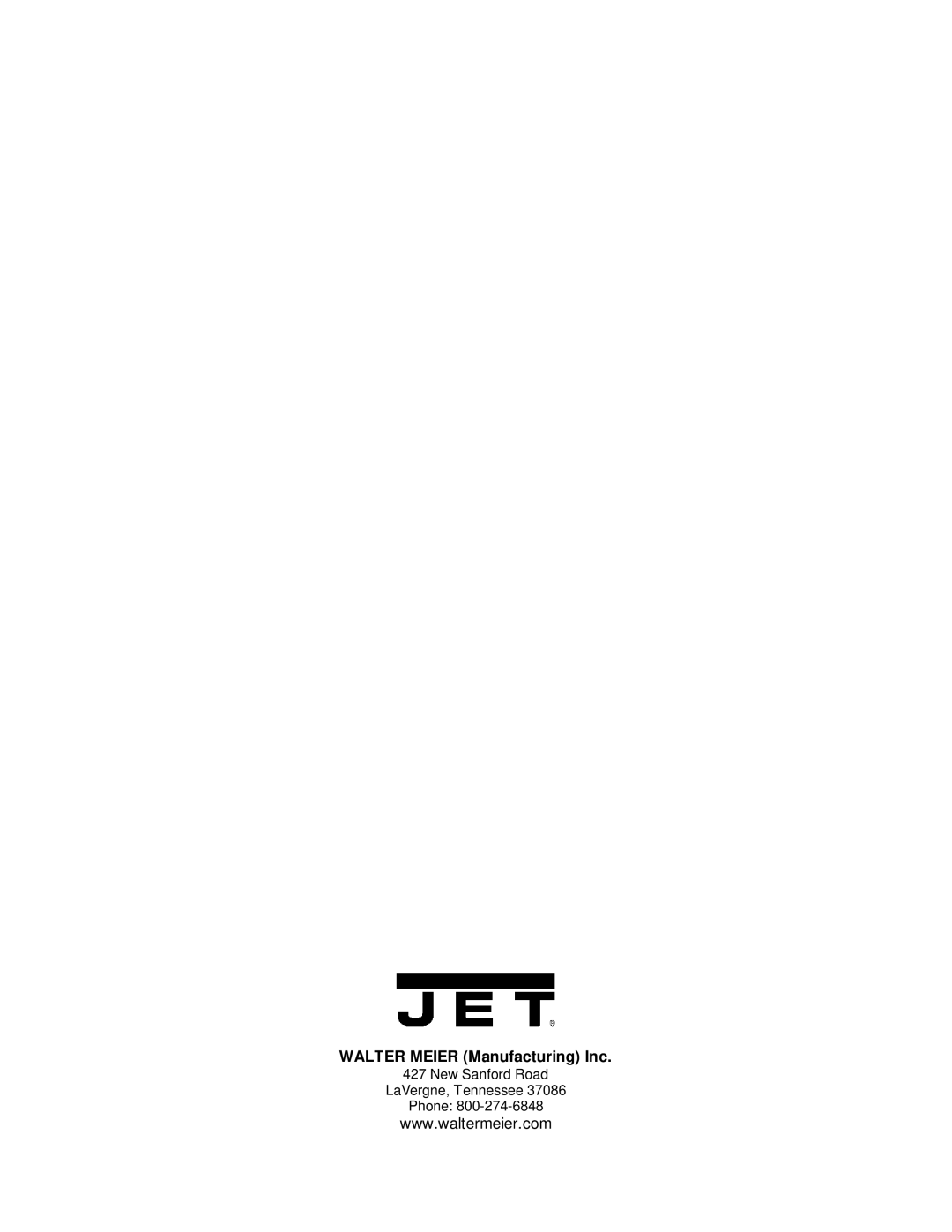 Jet Tools JMS-12SCMS manual New Sanford Road LaVergne, Tennessee Phone 