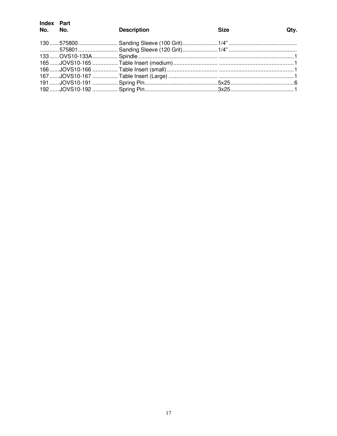 Jet Tools JOVS-10 owner manual OVS10-133A 