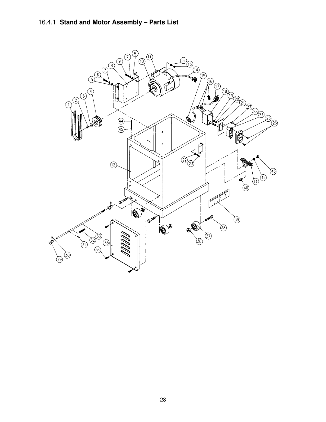 Jet Tools JPM-13CS operating instructions Stand and Motor Assembly Parts List 