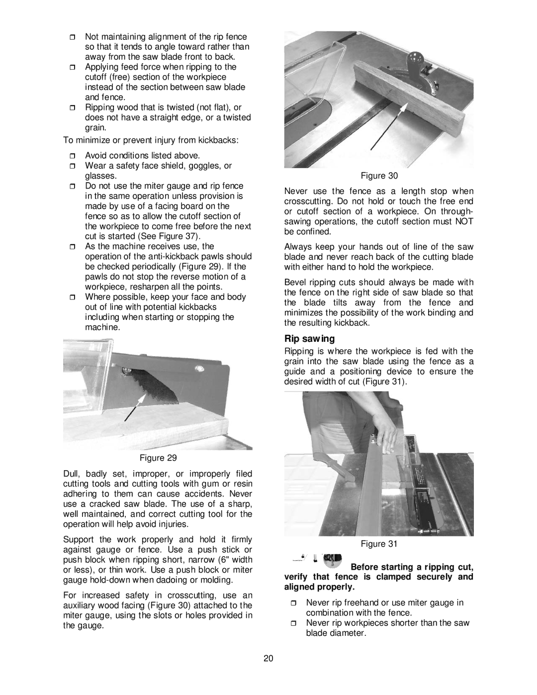 Jet Tools JPS-10TS operating instructions Rip sawing 