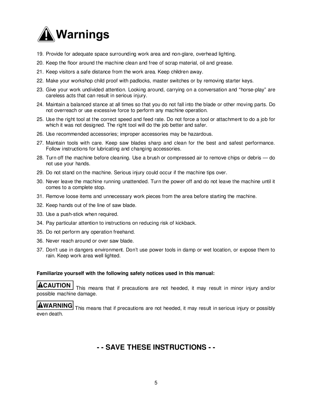 Jet Tools JPS-10TS operating instructions 