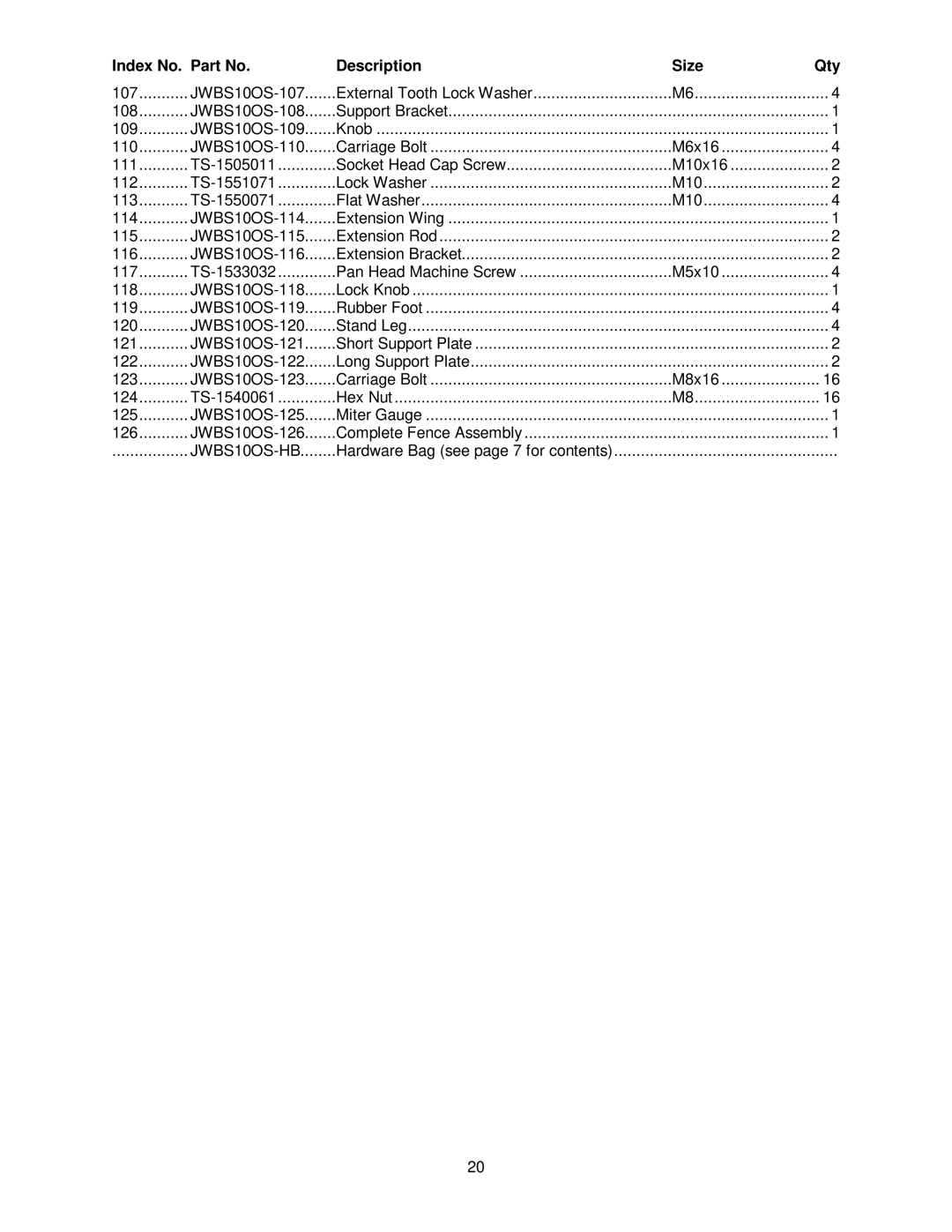 Jet Tools JWBS-10OS operating instructions JWBS10OS-HB 