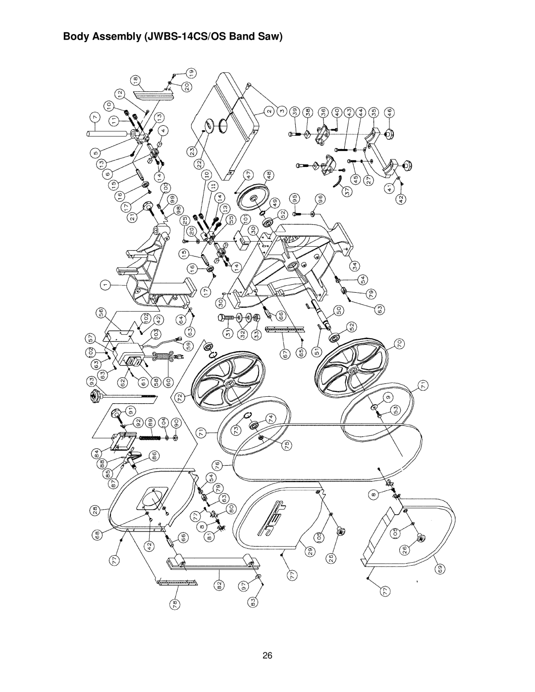 Jet Tools JWBS-14OS operating instructions Body Assembly JWBS-14CS/OS Band Saw 