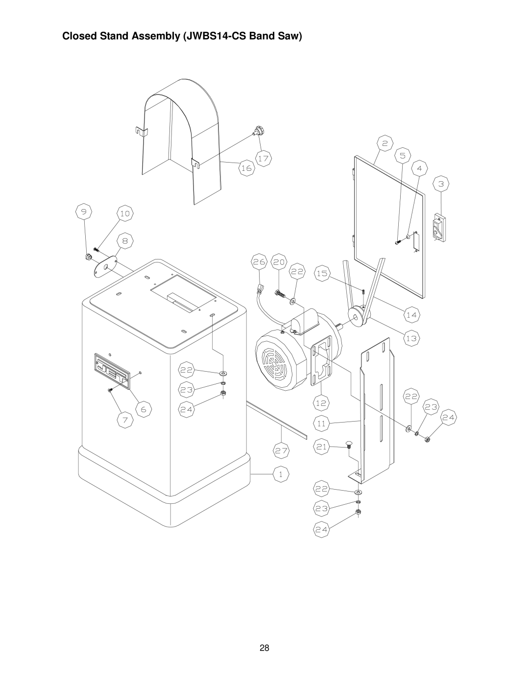 Jet Tools JWBS-14CS, JWBS-14OS operating instructions Closed Stand Assembly JWBS14-CS Band Saw 