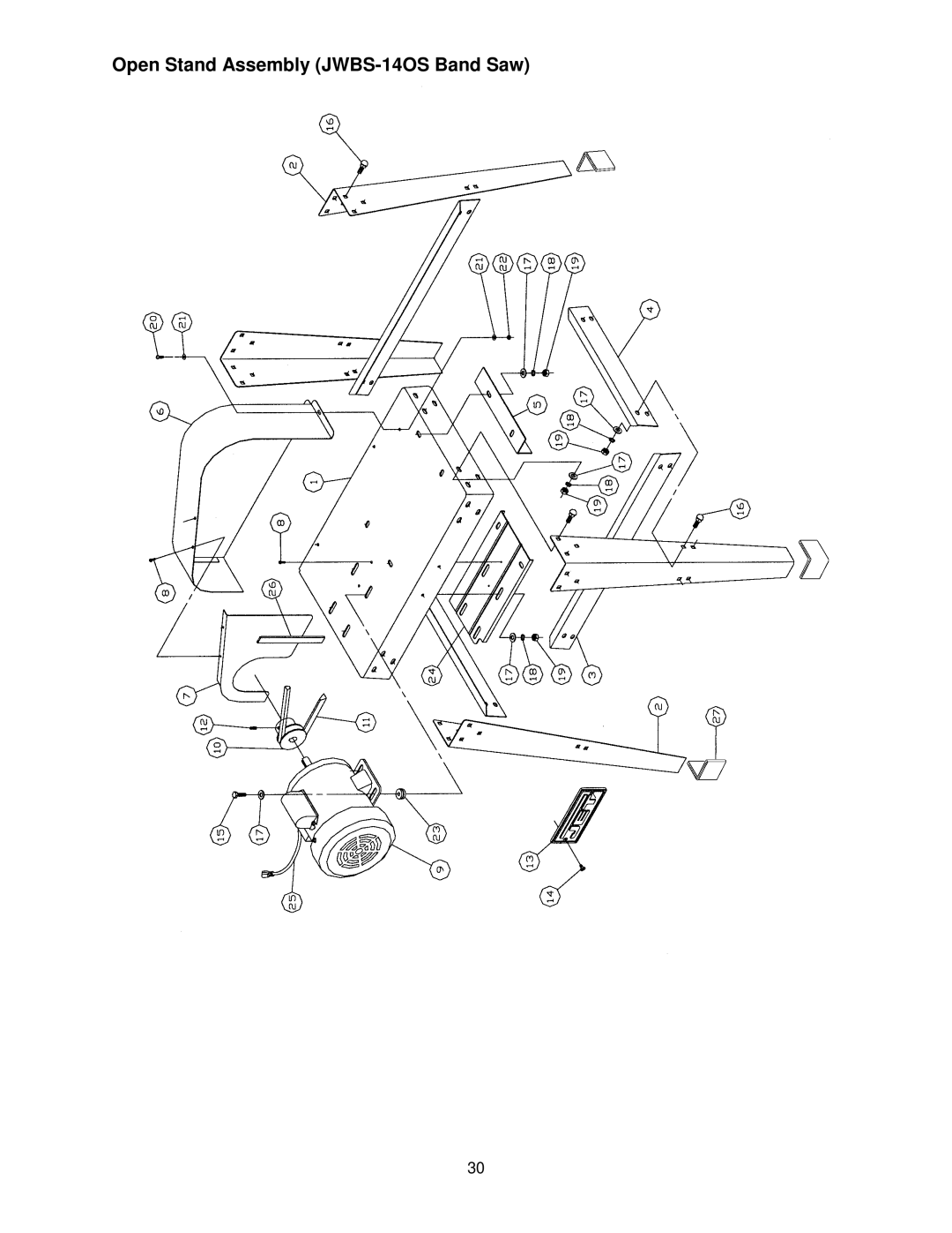 Jet Tools JWBS-14CS operating instructions Open Stand Assembly JWBS-14OS Band Saw 