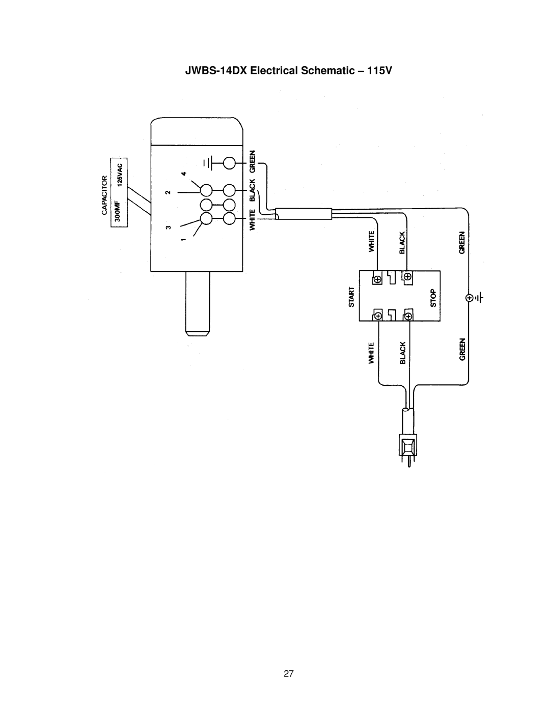 Jet Tools operating instructions JWBS-14DX Electrical Schematic 