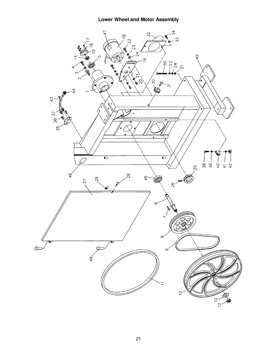 Jet Tools JWBS-16 owner manual Lower Wheel and Motor Assembly 