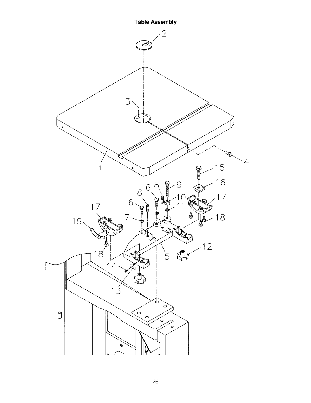 Jet Tools JWBS-16 owner manual Table Assembly 