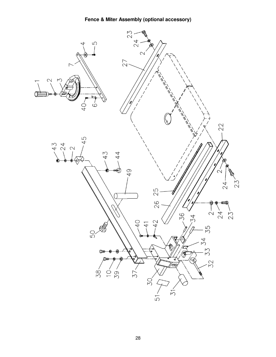 Jet Tools JWBS-16 owner manual Fence & Miter Assembly optional accessory 