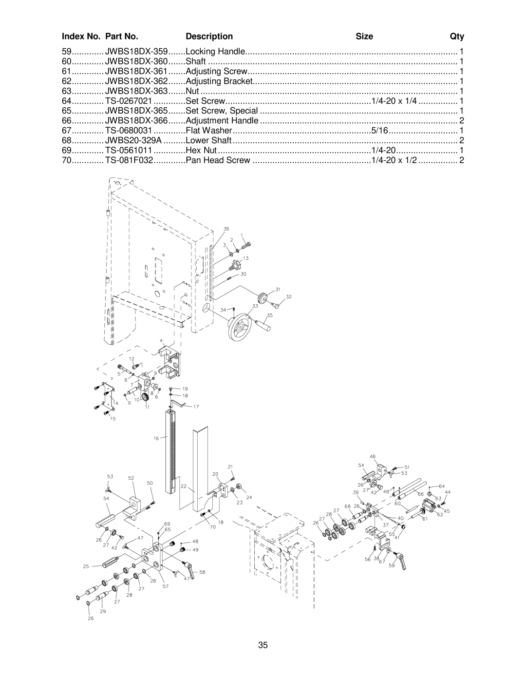 Jet Tools JWBS-18QT, 20QT-5, 20QT-3, JWBS-20QT, 18QT-3 operating instructions JWBS18DX-359 