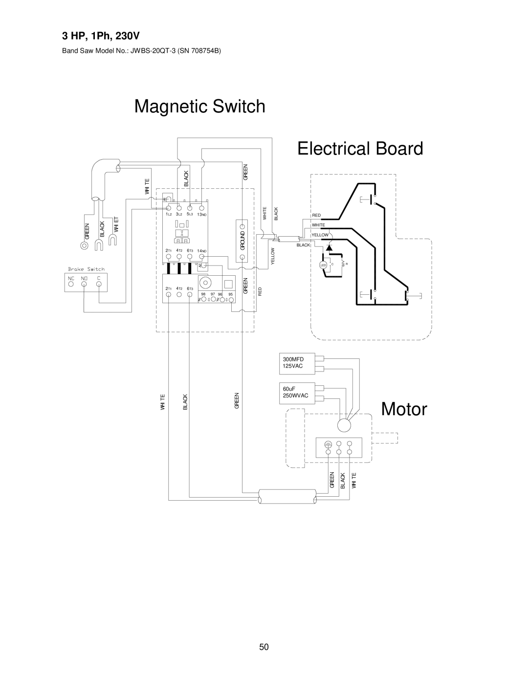 Jet Tools JWBS-18QT, 20QT-5, 20QT-3, JWBS-20QT, 18QT-3 operating instructions Electrical Board 