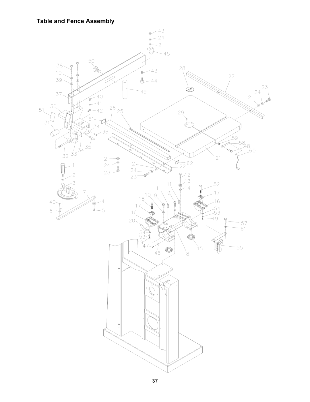 Jet Tools JWBS-18X-3 operating instructions Table and Fence Assembly 