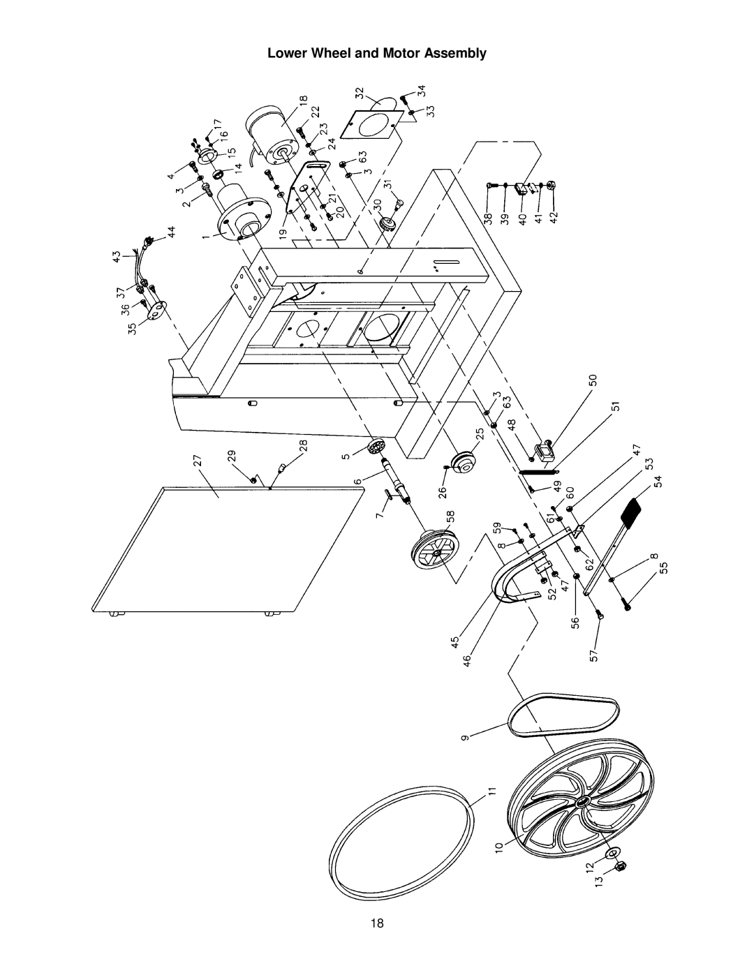 Jet Tools JWBS-20 owner manual Lower Wheel and Motor Assembly 