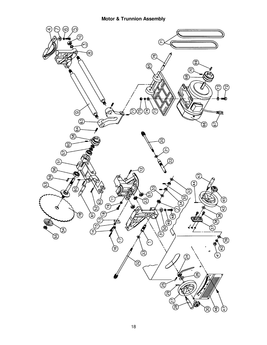 Jet Tools JWCS-10A owner manual Motor & Trunnion Assembly 