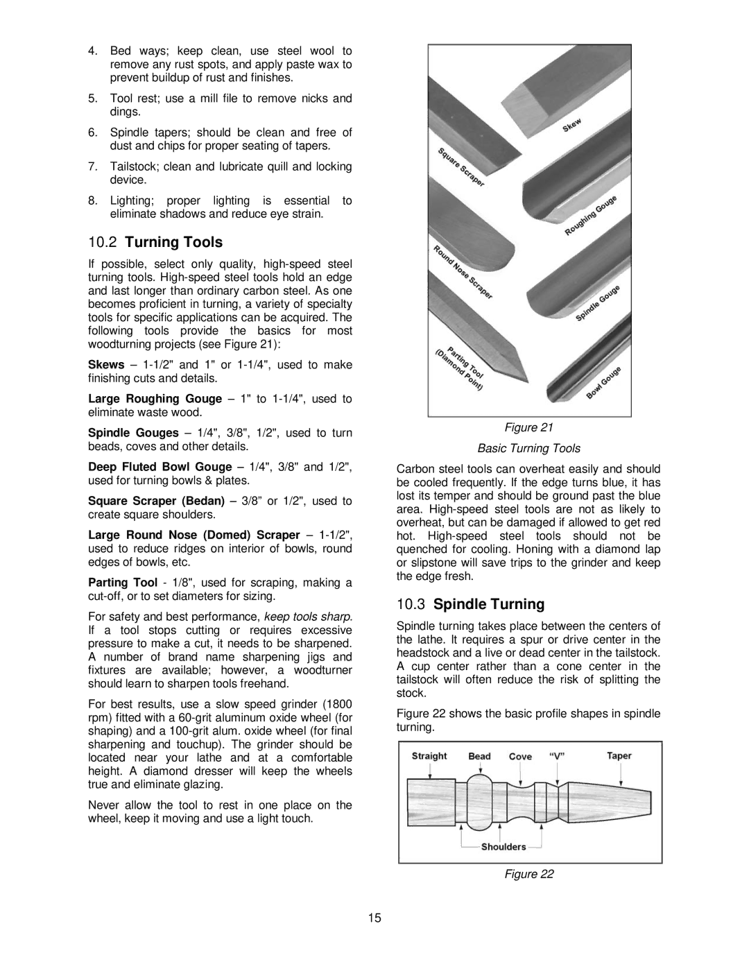 Jet Tools JWL-1440VS operating instructions Turning Tools, Spindle Turning 