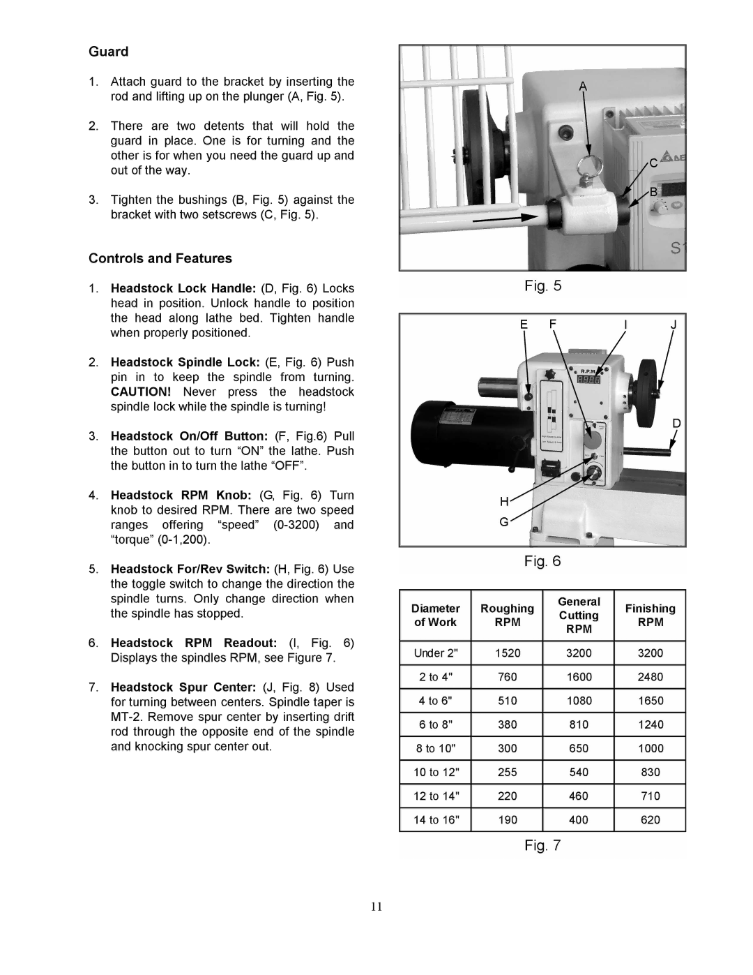 Jet Tools JWL-1642EVS-2 operating instructions Guard, Controls and Features 