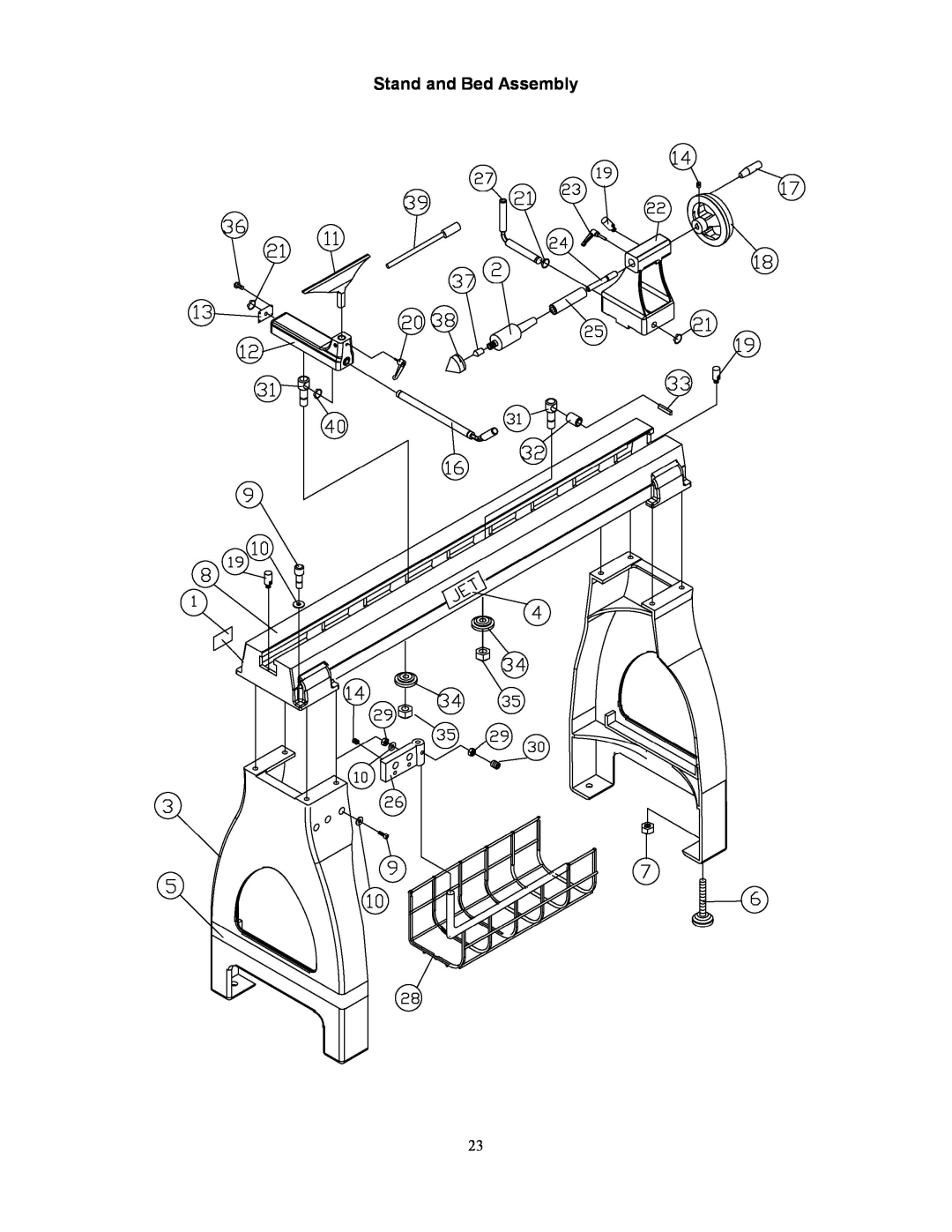 Jet Tools JWL-1642EVS-2 operating instructions Stand and Bed Assembly 