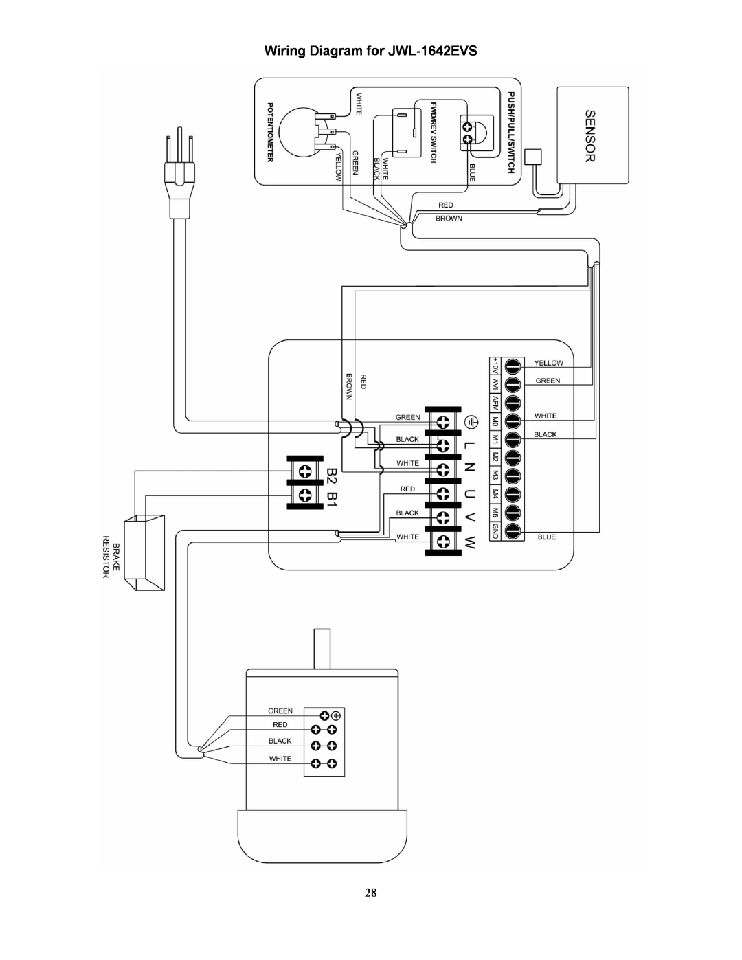 Jet Tools JWL-1642EVS-2 operating instructions Wiring Diagram for JWL-1642EVS 