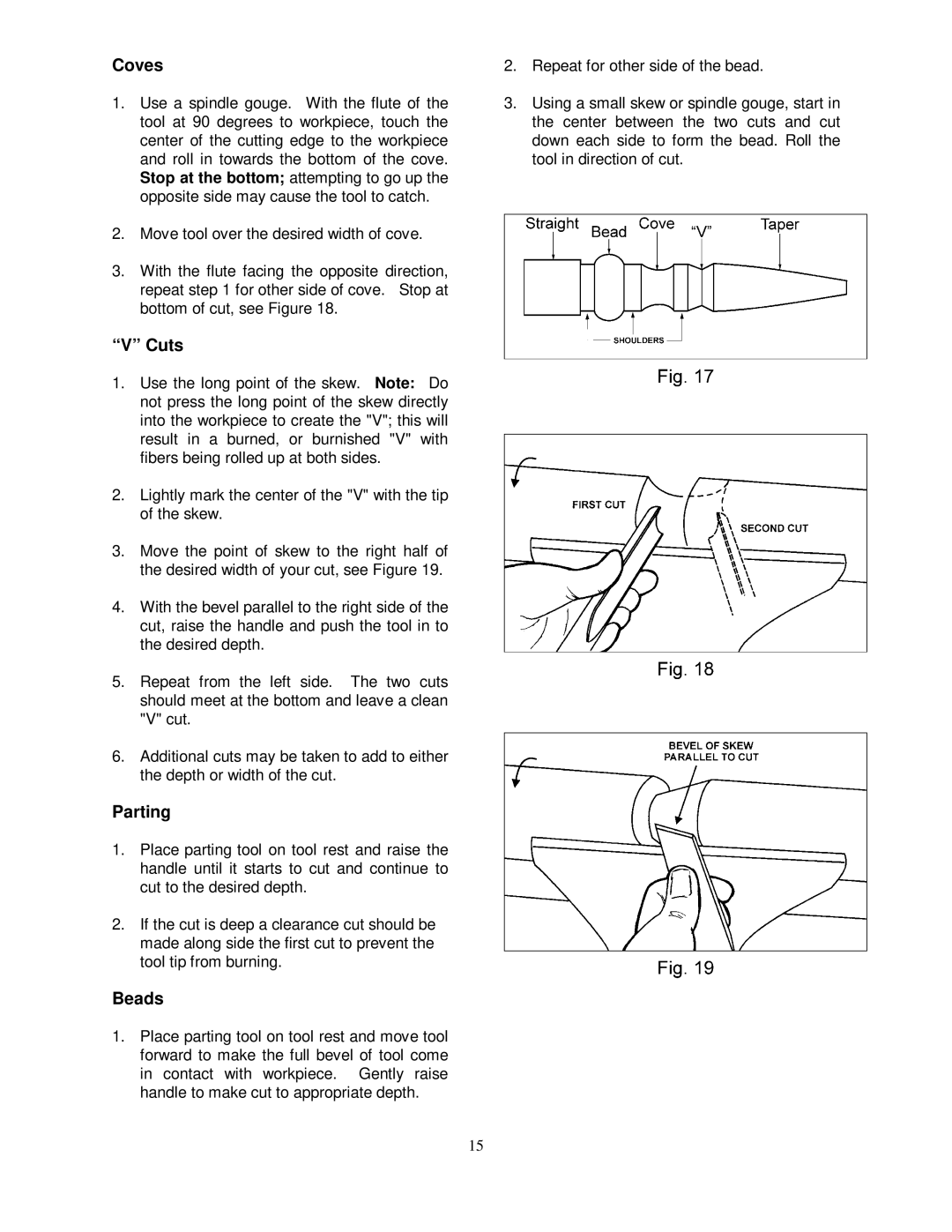 Jet Tools JWL-1642EVS owner manual Coves, Cuts, Parting, Beads 