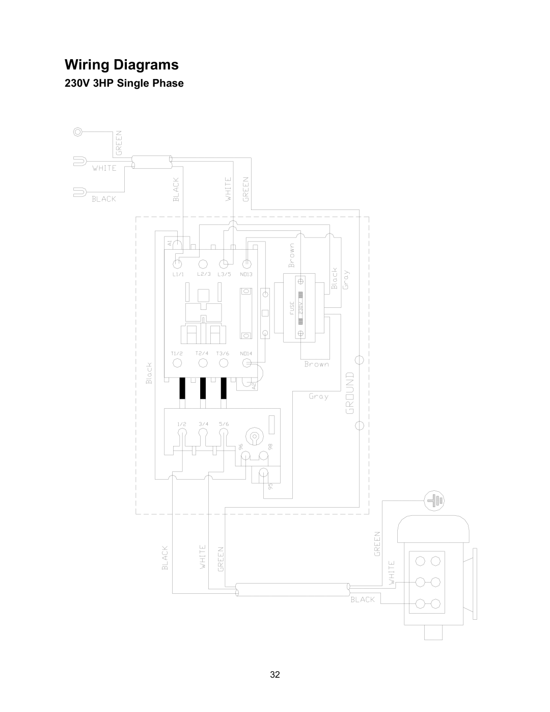 Jet Tools JWP-208 operating instructions Wiring Diagrams, 230V 3HP Single Phase 