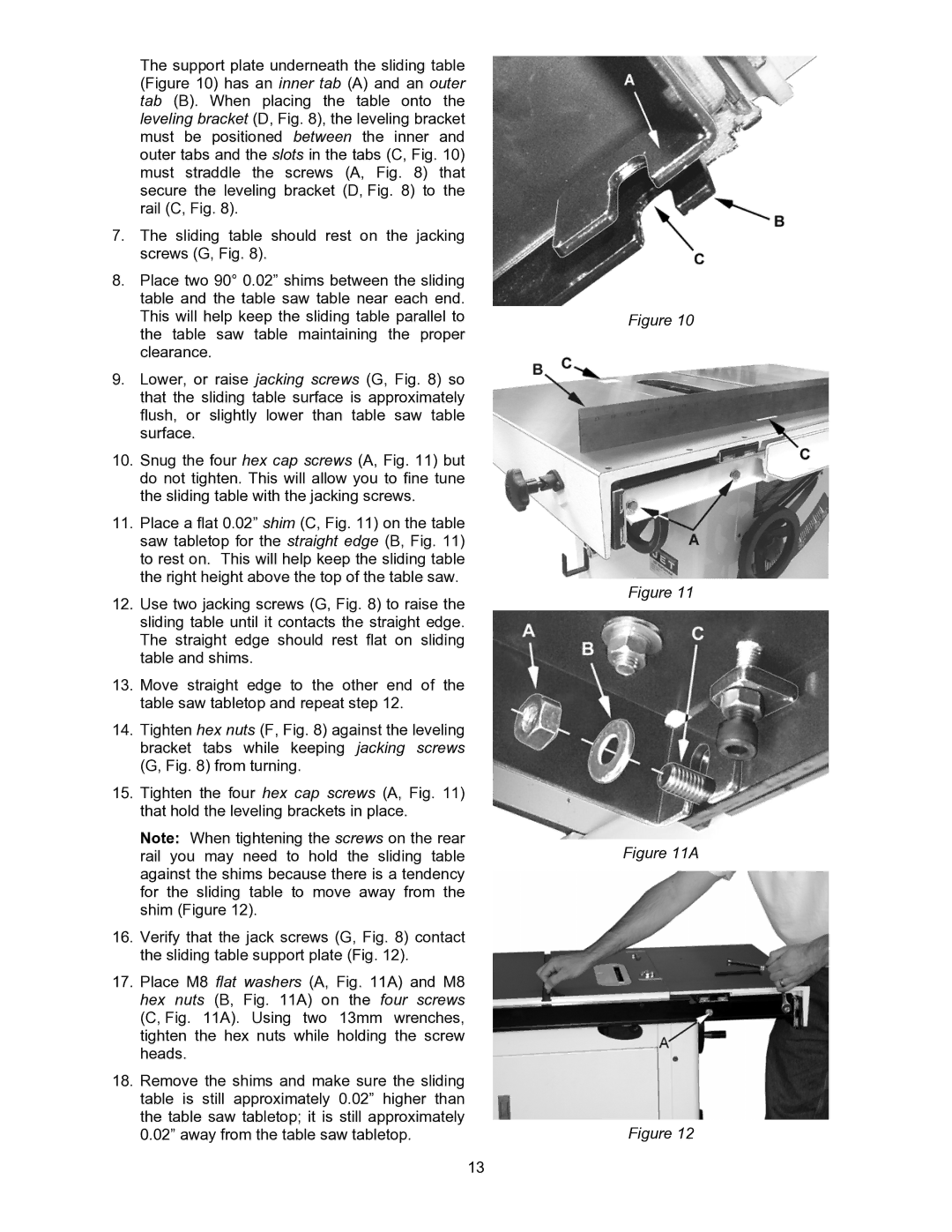 Jet Tools JWSS-10CS operating instructions 