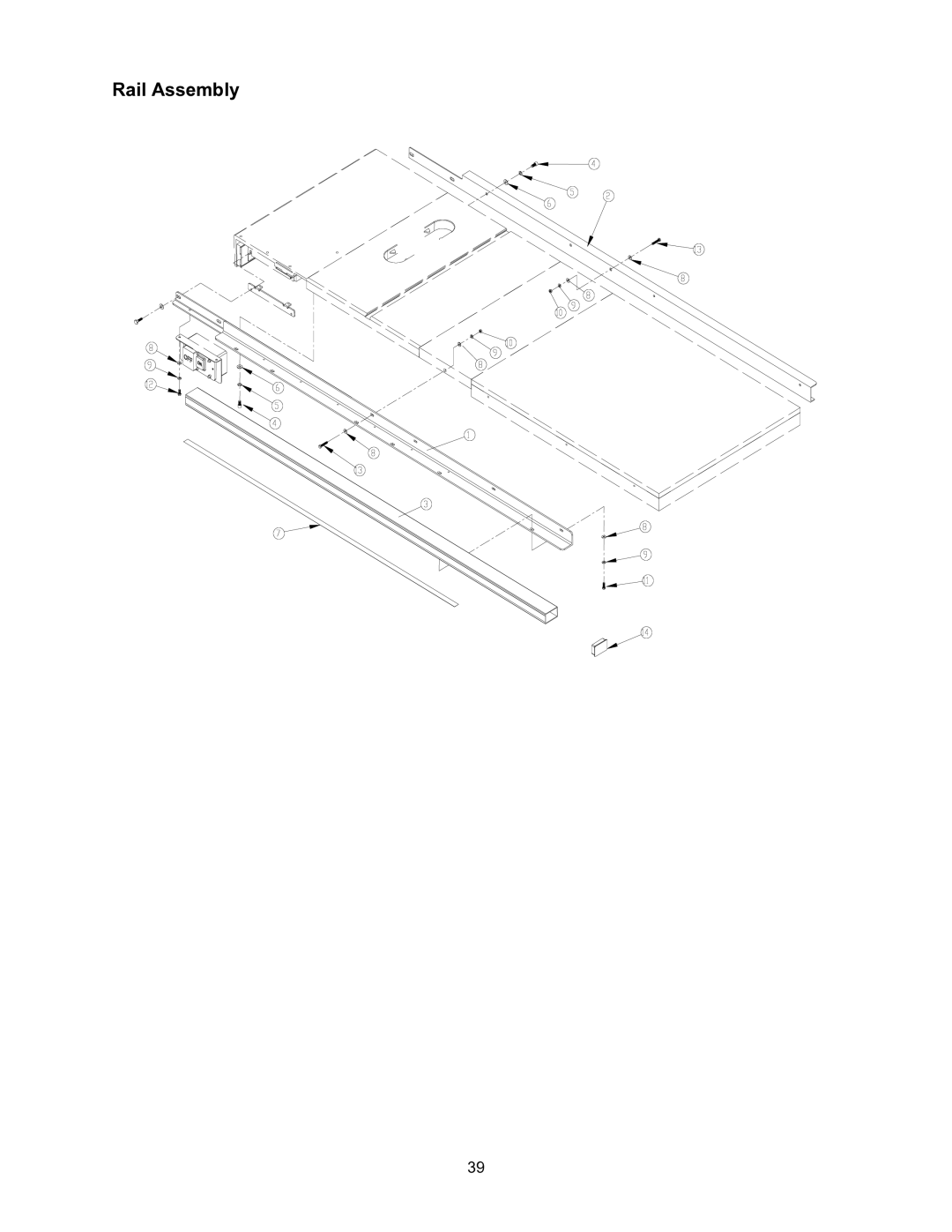 Jet Tools JWSS-10CS operating instructions Rail Assembly 